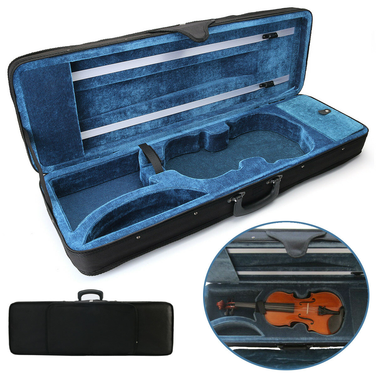 

Violin Case Full Size 4/4 Professional Oblong Shape Cushioning Carry Box