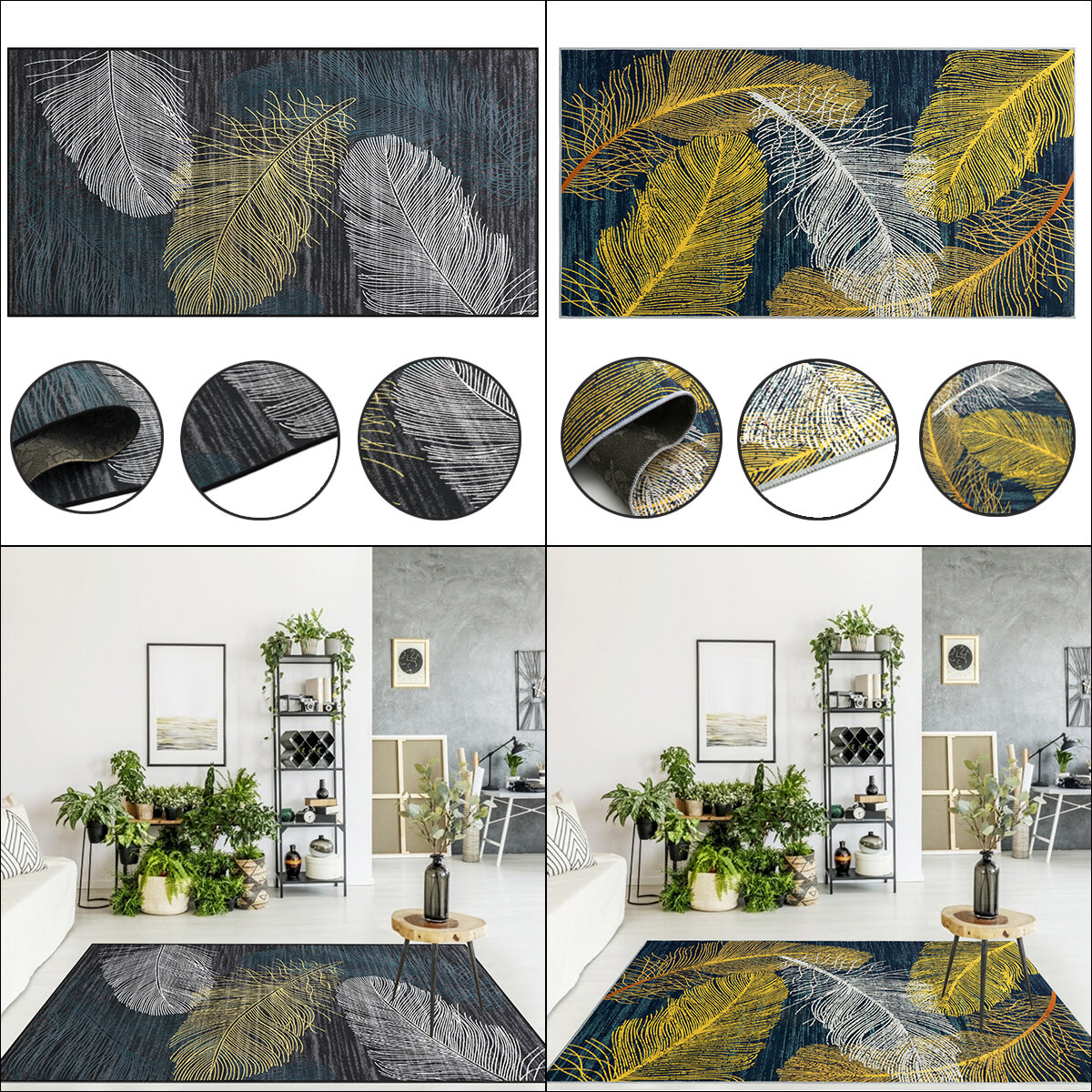Crystal Velvet Printed Carpet Nordic Geometric Living Room Carpet Bedroom Bedside Anti-slip Mat