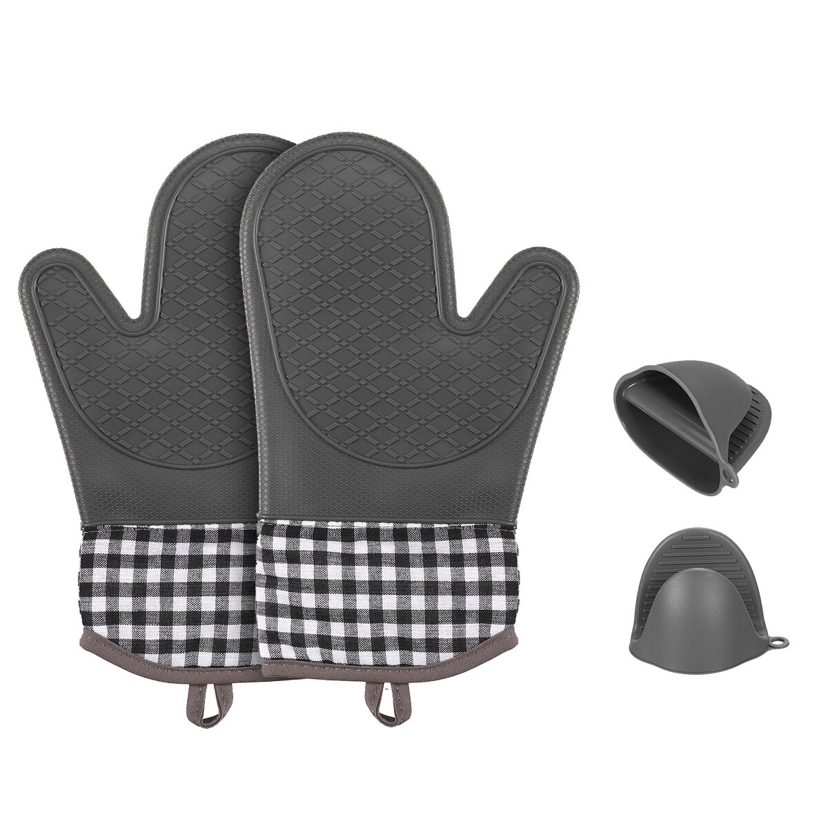 Juego de 4 guantes de silicona para aislamiento térmico para horno, camping, picnic y barbacoa