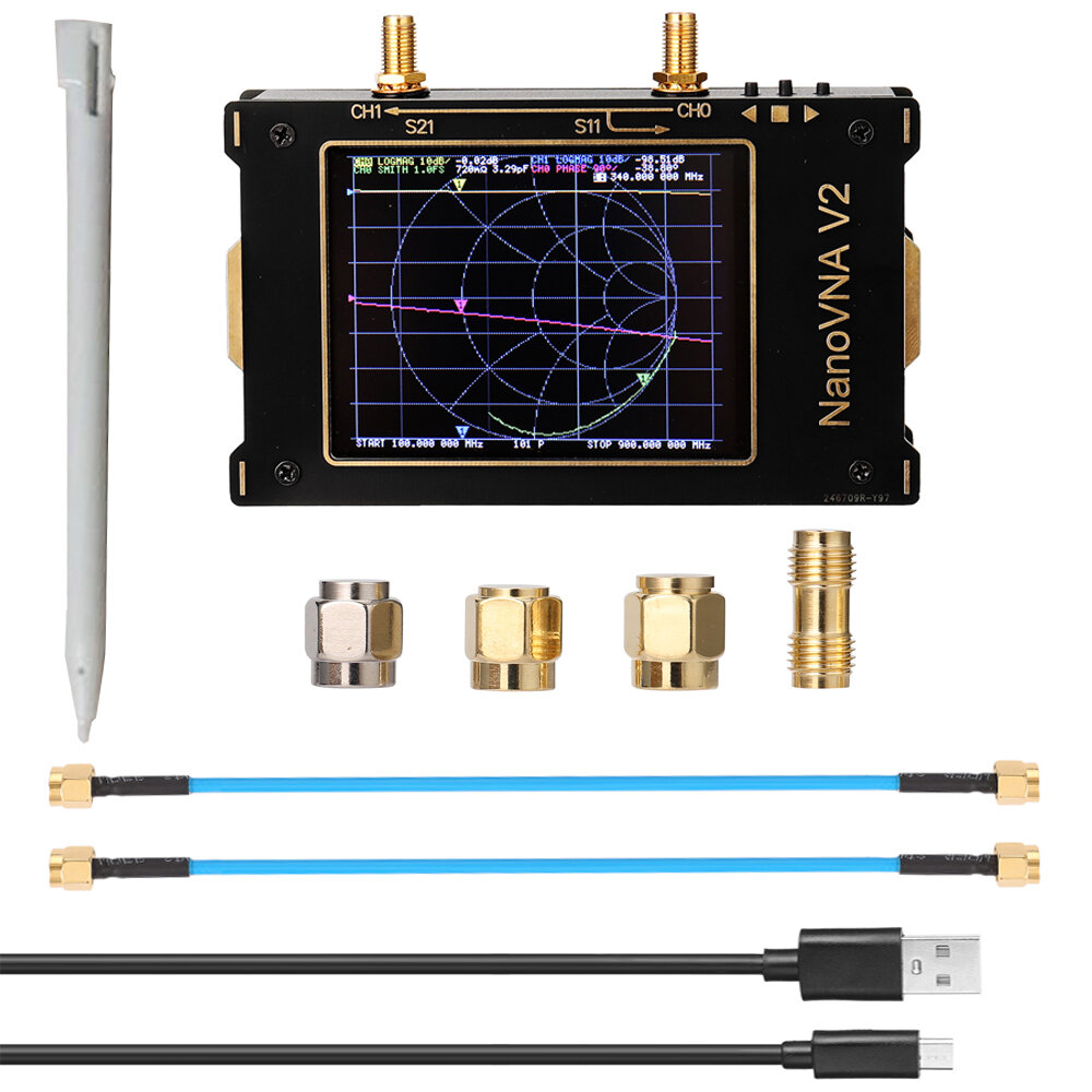 

LZNanoVNA V2 Векторный анализатор цепей, 50 кГц-3 ГГц, 3,2 дюймов Цифровой нано-анализатор цепей MF HF VHF UHF USB Антен