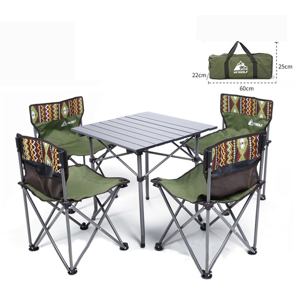 Hewolf 5 sztuk Camping składany stół krzesła zestaw krzesła wędkarskie przenośne wygodne krzesła piknikowe stoły odkryty ogród na plaży