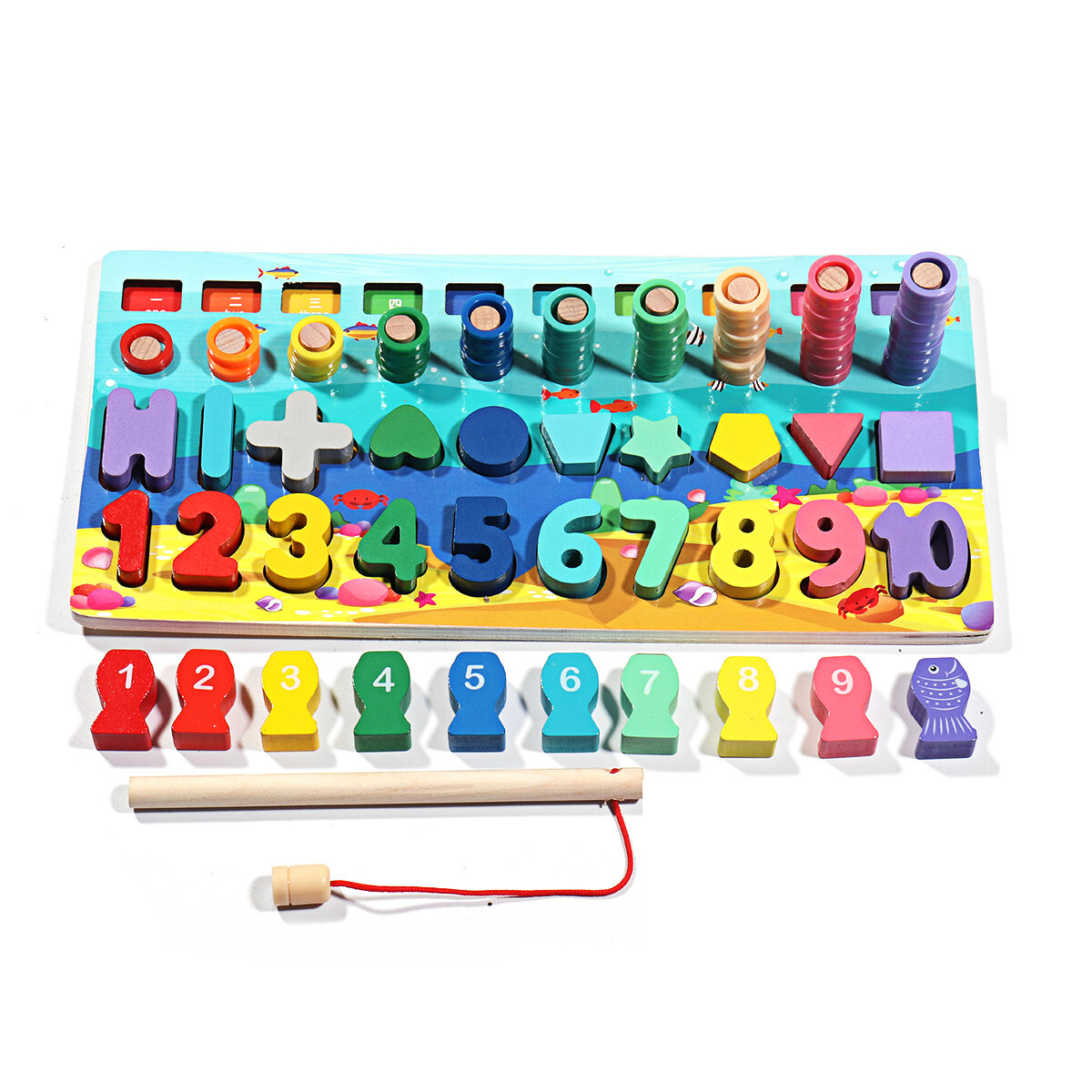 5 in 1 Math Toys Desktop Fishing Game Early Learning Educatief Puzzel Speelgoed Alfabet en Cijfer Pu