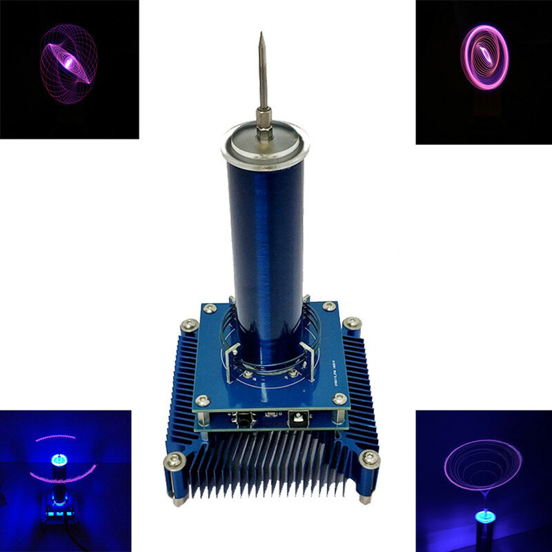 

Music Tesla Coil Acrylic Shell Arc Plasma Speaker Wireless Transmission Experimental Desktop Toy Model Blue