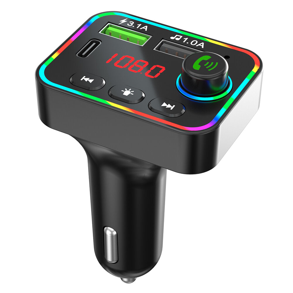 

Bakeey F4 Bluetooth V5.0 FM-передатчик PD + QC3.0 USB Авто Зарядное устройство 7 цветов RGB с подсветкой LED Цифровой Ди
