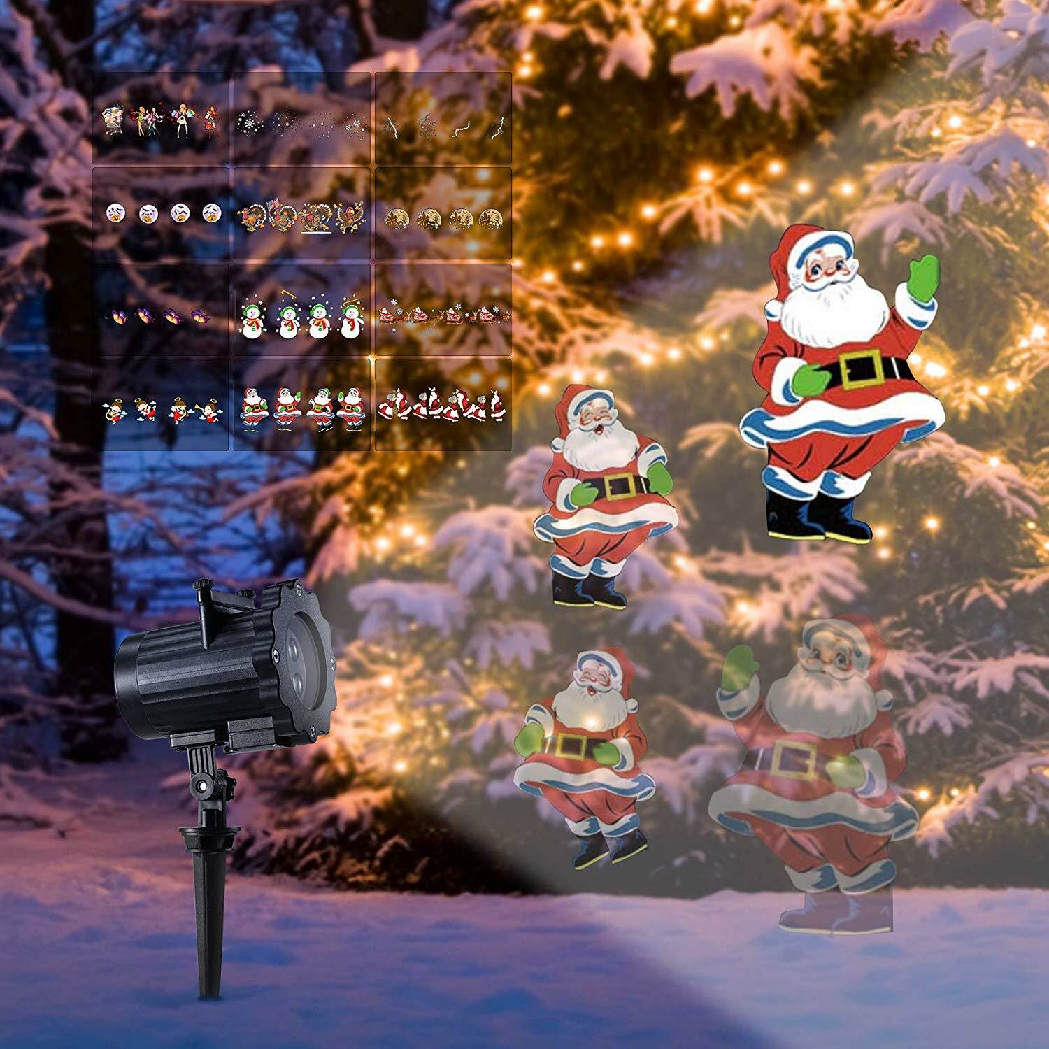 

2020 Christmas IP65 Laser Projector Animation Effect Halloween Christmas Projector 12 Patterns for Indoor Outdoor Laser
