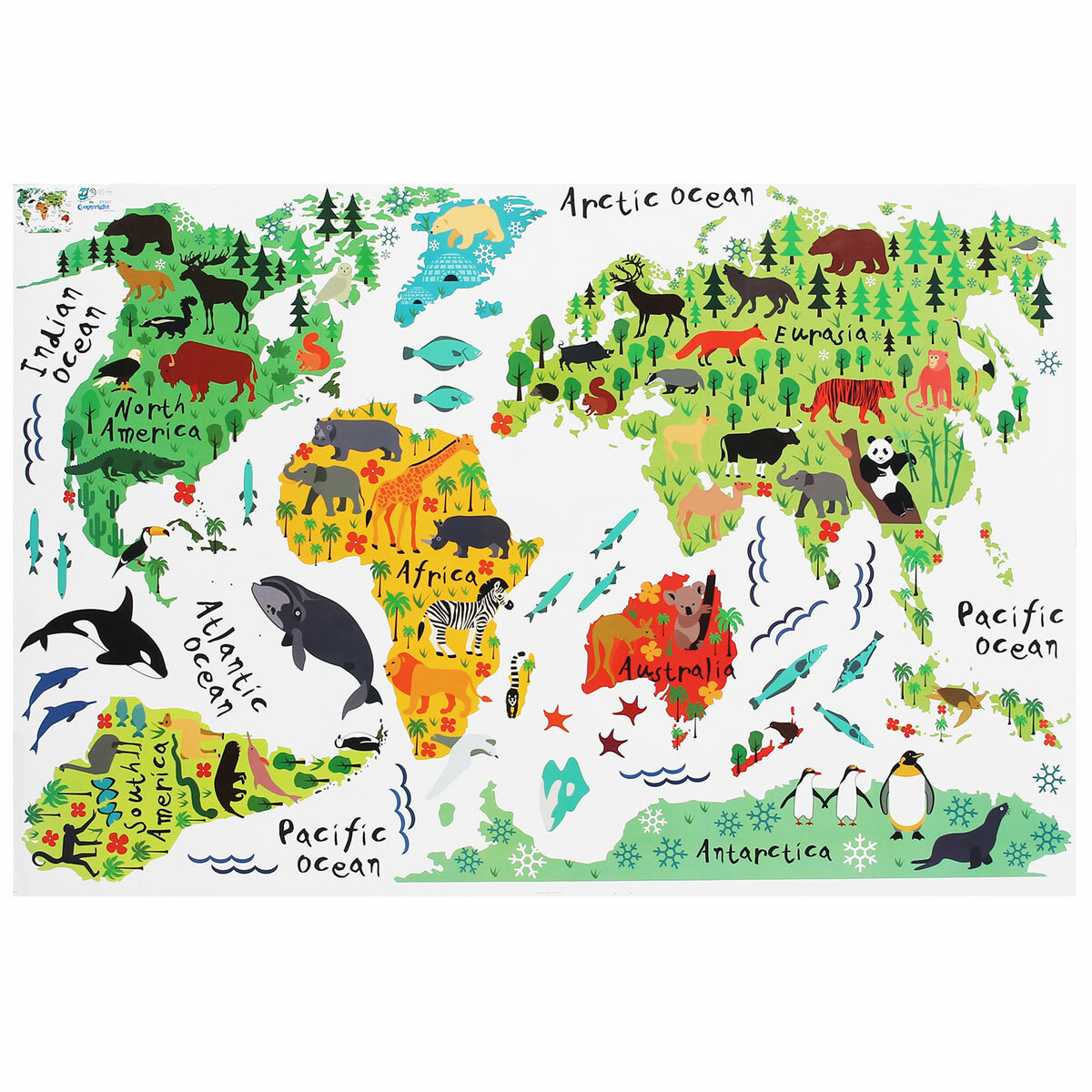 Colorful Animal World Map Wall Sticker Removable Home Decal for Kids Baby  Room Living Room Mural Wall Art Decor Sale - Banggood USA sold out-arrival  notice