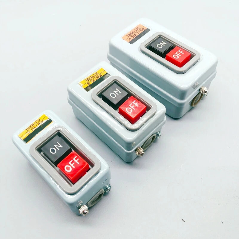 

TBSN-310/315/330 3P AC 380V 10/15/30A 1.5/2.2/3.7KW Metal Button Switch Control Box Power Three Phases Electrical Equipm