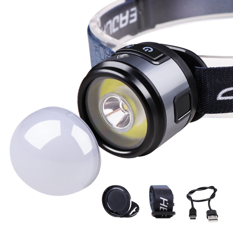 BIKIGHT 3-in-1 XPG + COB 400LM Headlamp with Clip White & Red Camping Light Emergency Work Lamp Torch for Outdoor Fishin