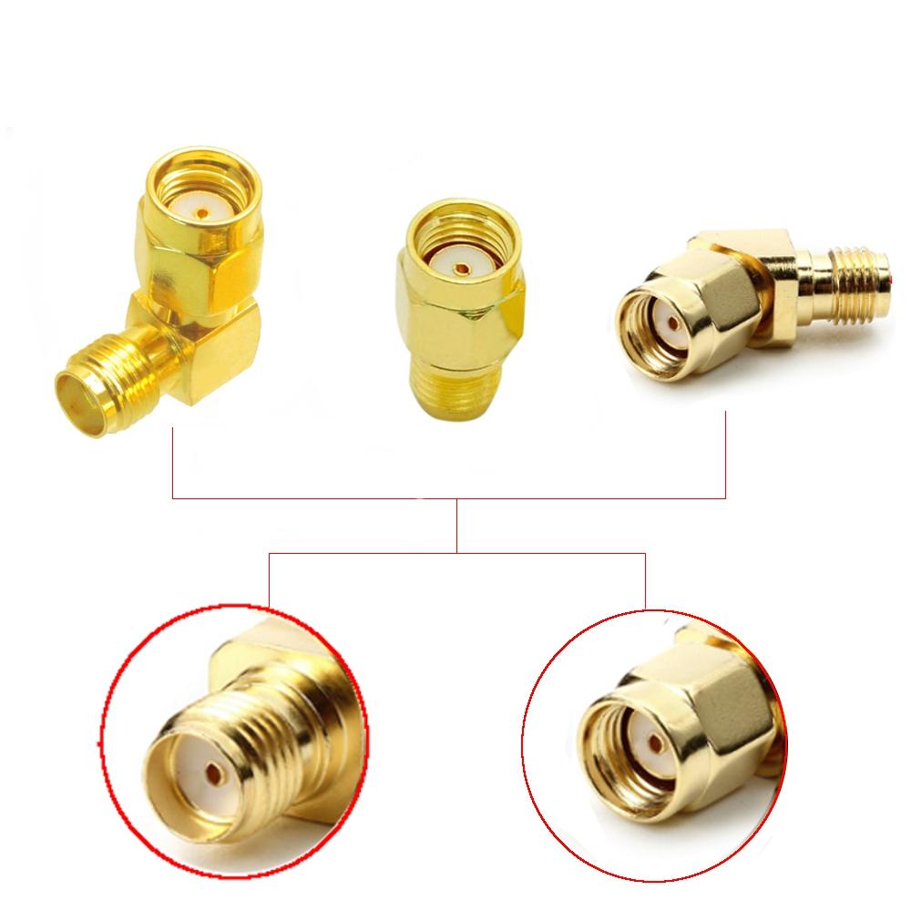 

3 PCS Whole Set RP-SMA Male to SMA Female Antenna Connector Adapter Straight Right Angle 45/90/135 Degree ALL in One Com