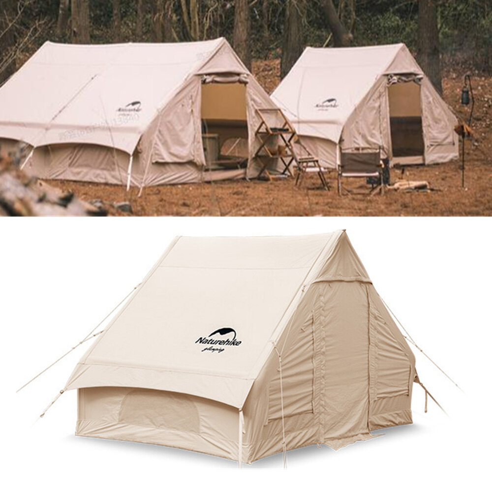 Tenda inflável Naturehike para 3-4 pessoas, 6,3 m², portátil, à prova de chuva, abrigo familiar para acampamento e viagens ao ar livre com bomba de ar