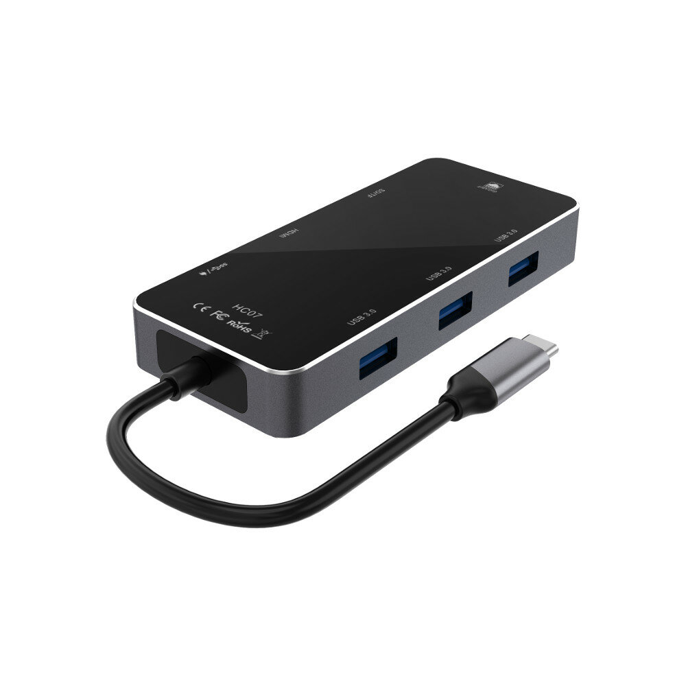 

XDL-HC07 8 in 1 Type C Data HUB with 3*USB 3.0 4K HD RJ45 PD Charging TF/SD Card Reader Docking Station for Tablet Lapto