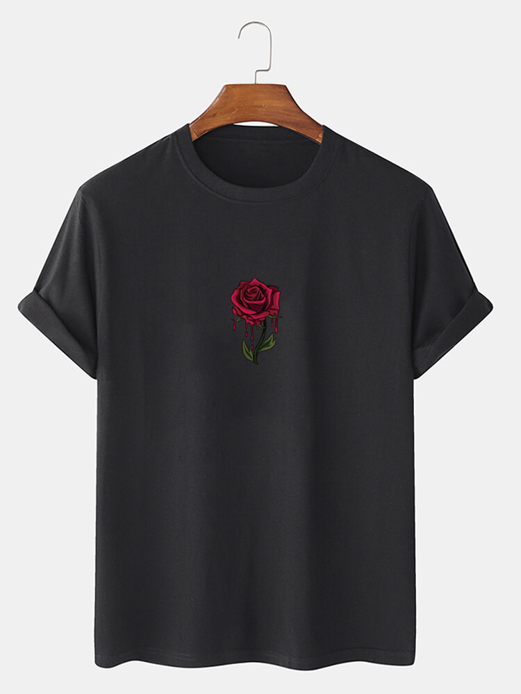 Heren Rose Graphics 100% katoen casual T-shirt met korte mouwen