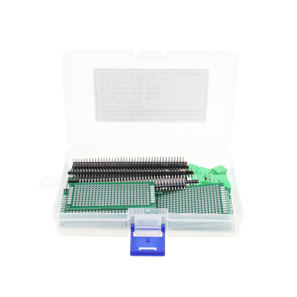 

20pcs/4 Kinds of PBC Double-Sided Universal Board Set with 40p Straight Pin Curved Pin KF301-2P/3P Terminal Block