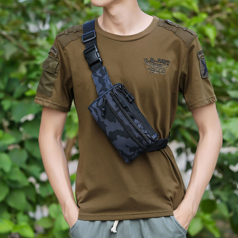 Men Nylon Camouflage Multi-carry Multi-pocket Sport Outdoor Tactical Shoulder Bag Chest Bag