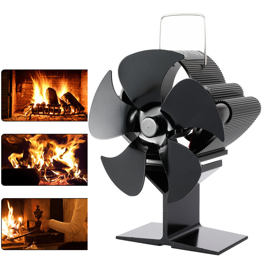5 Blade Fireplace Fan Mini Heat Powered Stove Fan Log Wood Burner Eco-fan Quiet Home Fireplace Fan Efficient Heat Distribution