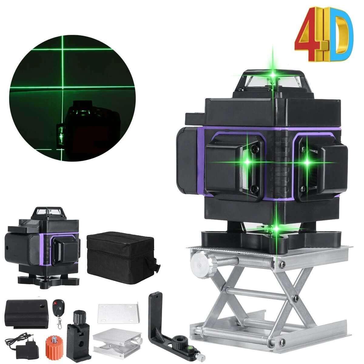 

16 Line 4D Laser Level Green Light Auto Self Leveling Cross 360° Rotary Measuring