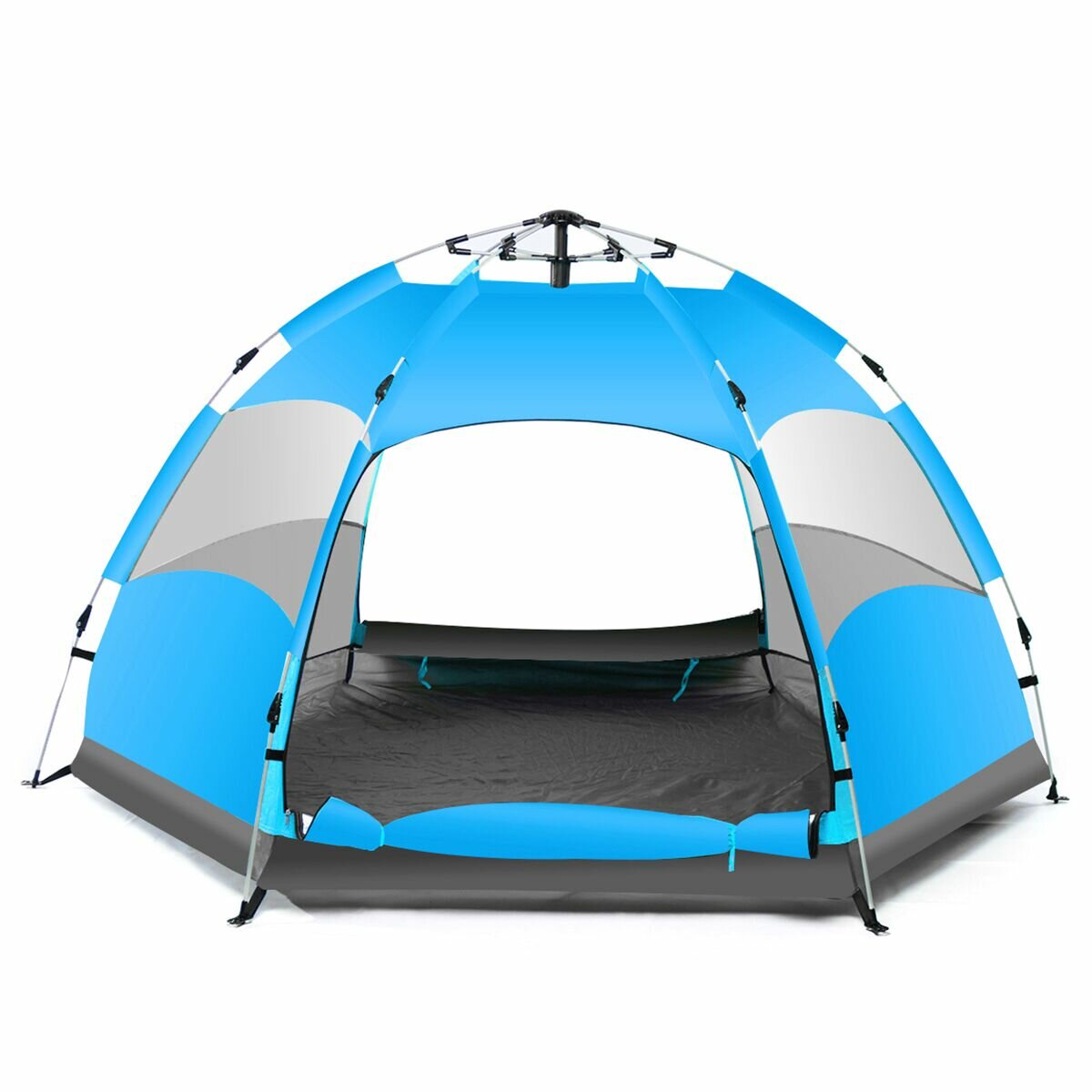 IPRee® 5-7人用自動防水大型キャンプハイキングテントアウトドアベースキャンプブルー/オレンジ