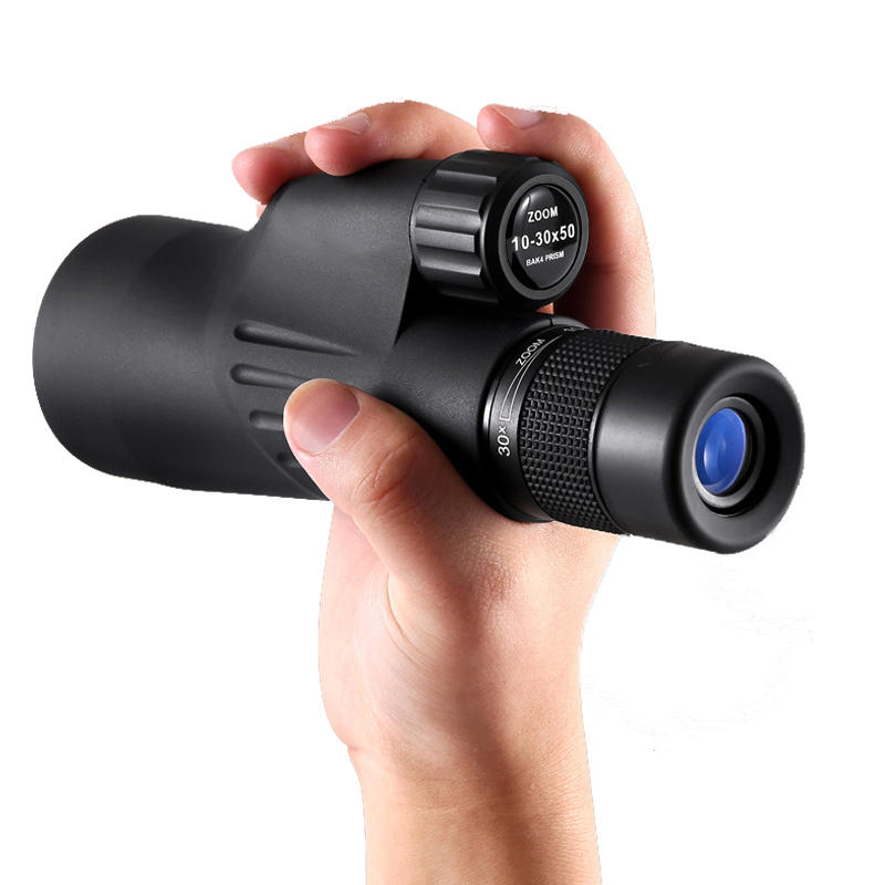Telescopio monocular de mano ajustable 10-30×50 con revestimiento BAK4 FMC para observación de aves y smartphone