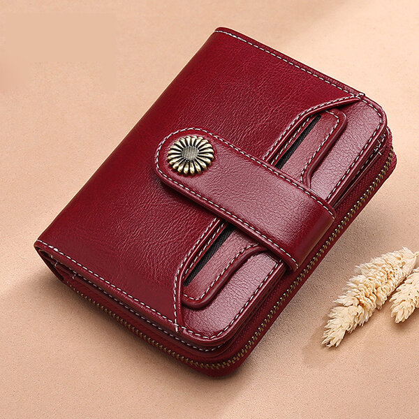 Women Genuine Leather Short Section Multi-function Coin Purse Card Holder Wallet