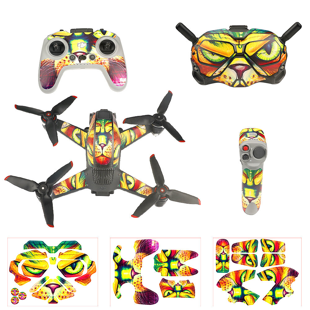 Colorful tiger Sticker for DJI FPV Drone + Goggles + Remote Control