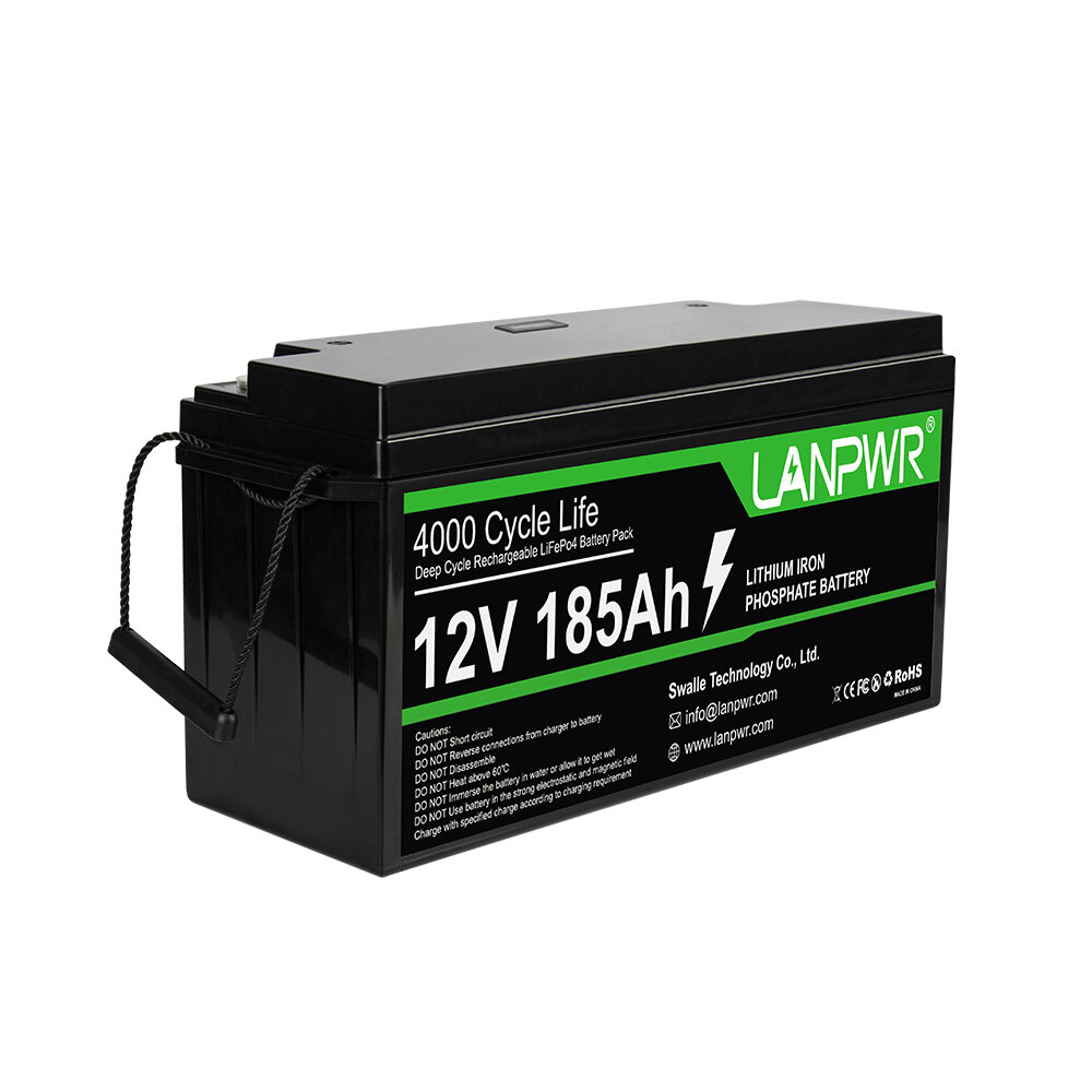 

[EU Direct] LANPWR 12V 185Ah LiFePO4 Lithium Battery Pack Backup Power 2368Wh Energy 4000+ Deep Cycles Built-in 100A BMS