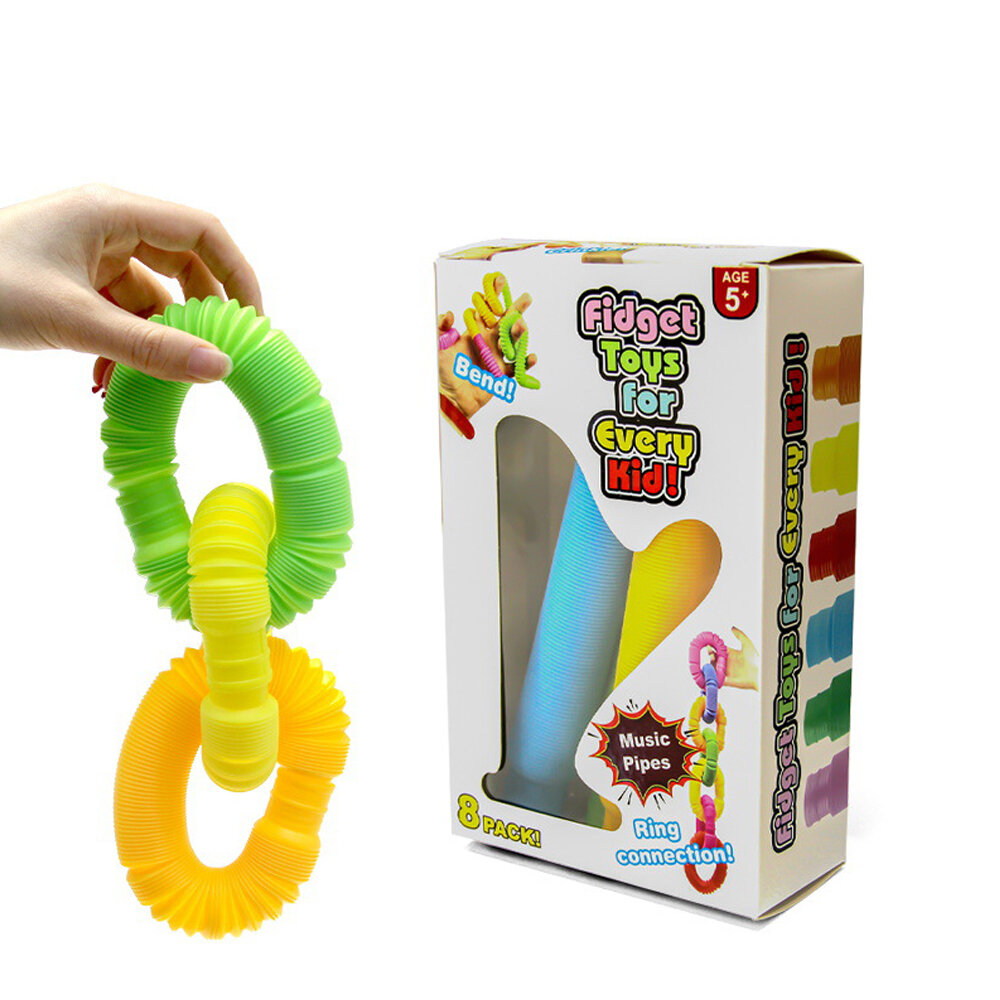 Random Color Decompression Fidget Pops Tube Telescopic Bellows Sensory Fun Stretch Tube Novelties Toy for Children's Gif