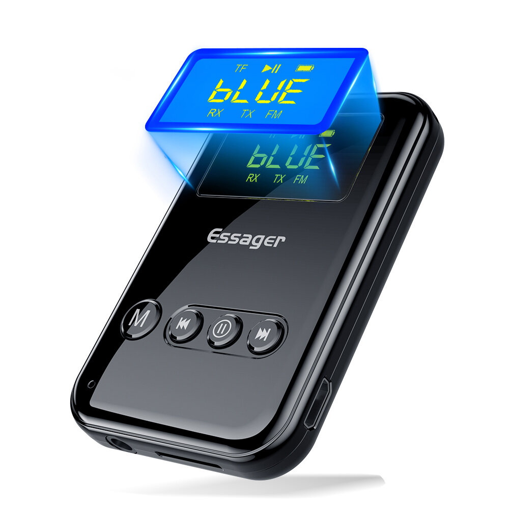 

Essager K6 3 In 1 bluetooth V5.0 FM Audio Transmitter Receiver 3.5mm Aux Wireless Audio Adapter TF Card Playback LED Dig