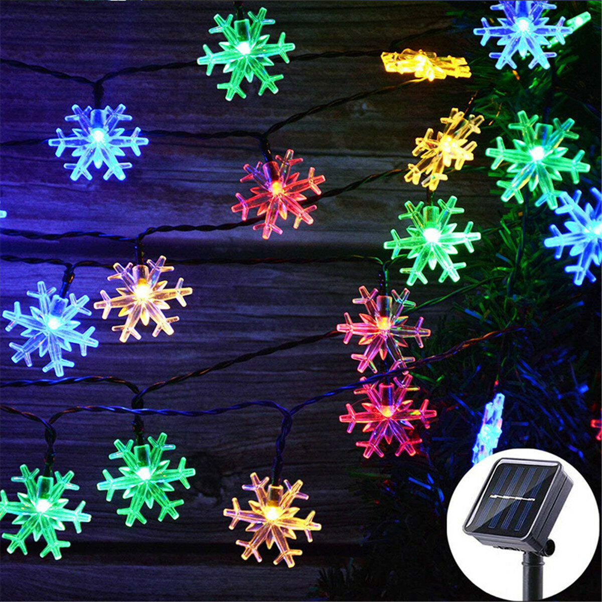 23ft 50 LED Zonne-energie Lichtslingers Sneeuw Lamp Thuis Kerst Decor Xmas Party