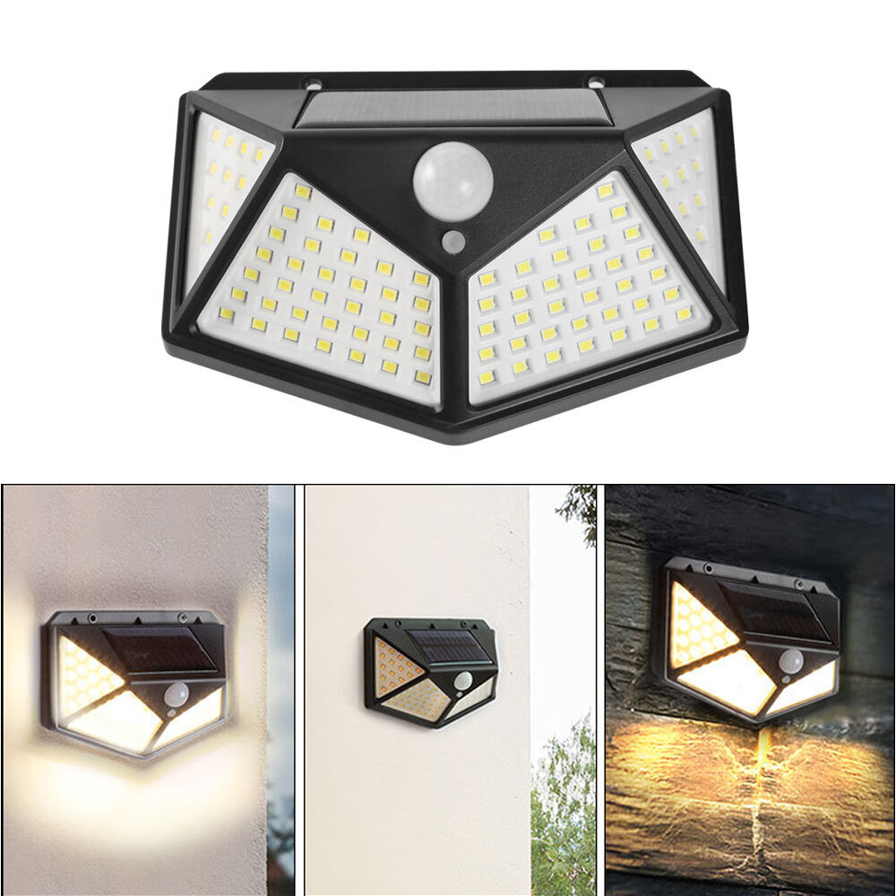 100 LED 600LM White/Warm Solar Sensor Wall Lamp 3 Modes Waterproof Garden Street Light Night Public Road Emergency Lantern Camping