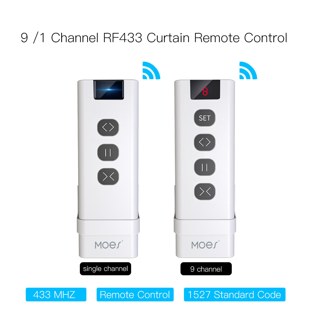 Moeshouse 9 /1 Channel RF433 Remote Control for WiFi Curtain Switch RF Roller Blinds Module Battery Powered Curtain Acce