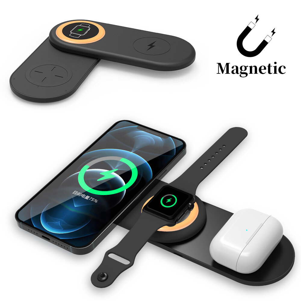 

Bakeey 3 in 1 15W Magnetic Wireless Charger Fast Charging Folding Wireless Charger for iPhone 12 11 Pro Max for Airpods