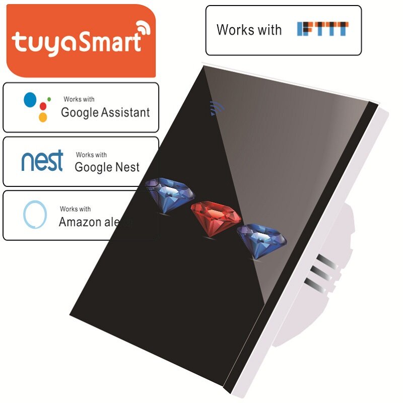 

Tuya Smart WIFI Touch Wall Switch Panel EU Standard Remote Control Works with Amazon Alexa Google Home