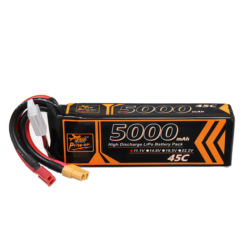 ZOP Power 11.1V 5000mAh 45C 3S Lipo Battery T Deans XT60 Plug for RC Car