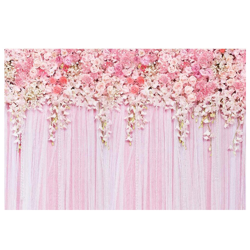Fond de photographie de mur de fleurs roses fond de photo de mariage floral rose