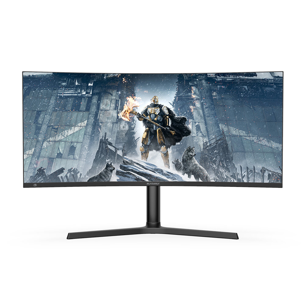 BlitzWolf BW－GM3 34－Inch Curved Gaming Monitor 165Hz WQHD 3440 x 1440 Resolution 300 cd／㎡ 1500R Curvature 21:9 Bring－Fish－Screen 120% sRGB Color Home Office Gaming Monitor