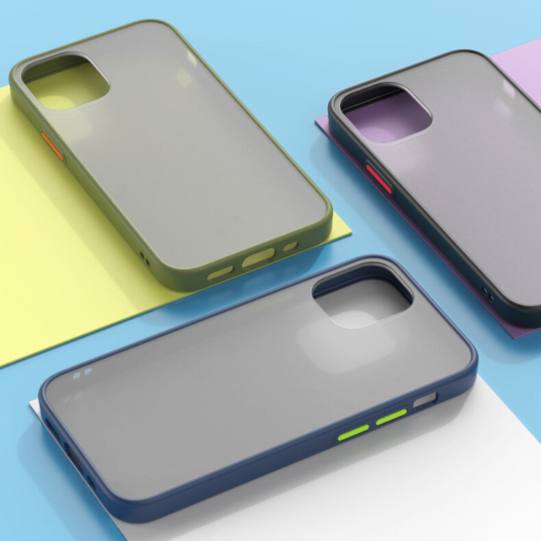 Bakeey for iPhone 12 Pro Max Case Shockproof Anti-Fingerprint Matte Translucent Hard PC & Soft TPU E