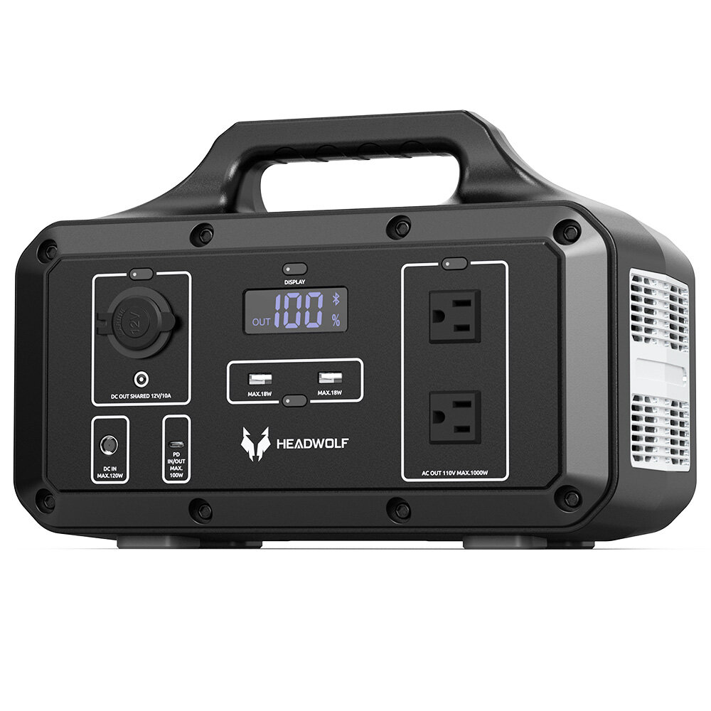 [US Direct] HEADWOLF D1000 1000Wh Peak Power 1800W Portable Power Station for Outdoor Camping Travel Hunting RV CPAP Home Emergency