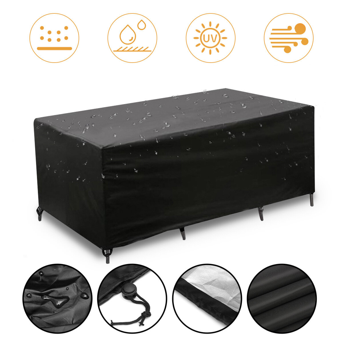 123x61x72cm Garden Furniture Covers 600D Heavy Duty Polyester Fabric Rattan Cover Waterproof Dustproof Anti-UV Sofa Seat