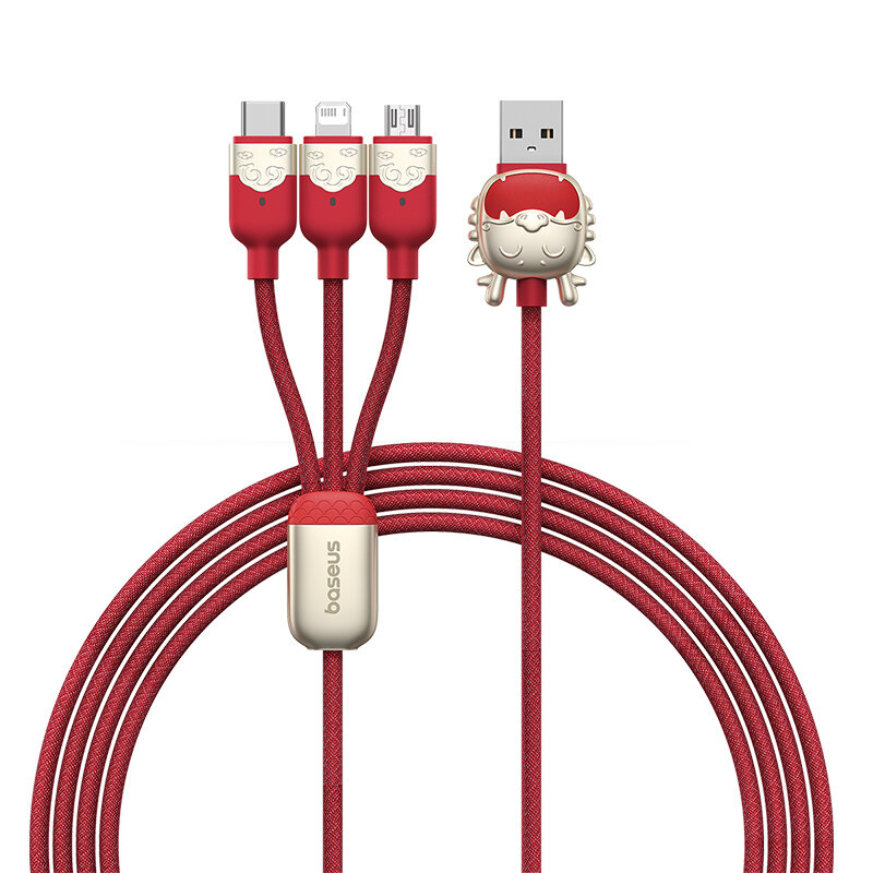 

Baseus Dragon Zodiac 3.5A USB-A to Micro/iP/Type-C Cable Fast Charging Data Transmission Copper Core Line 1.2M Long for