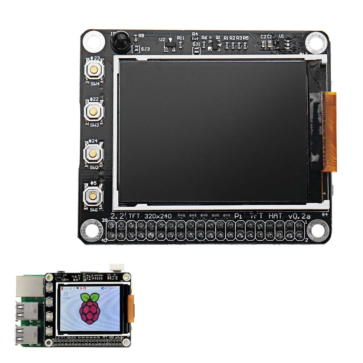 

2,2 дюйма 320x240 TFT Экран LCD Дисплей Шапка С Кнопки IR Датчик Для Raspberry Pi 3 / 2B / B+/A+