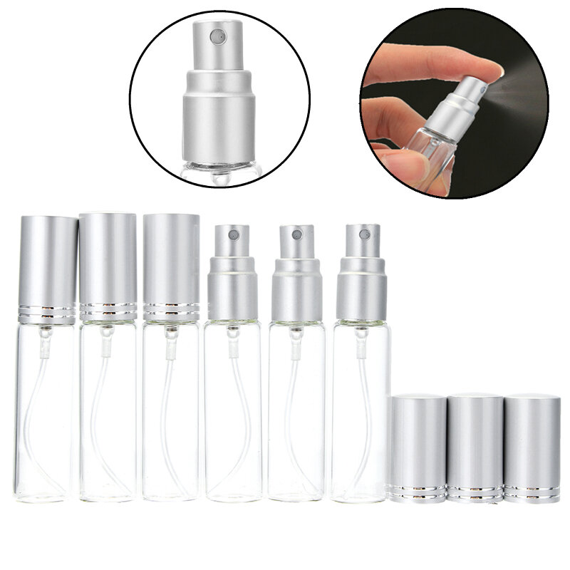 6個10mlクリアガラススプレーボトルポータブル消毒ツールハンドサニタイザーボトル空の化粧品包装容器