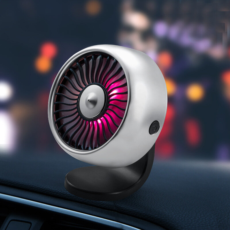 12V/24V Car Cooling Fan USB Multi-function Cooler Mini Portable Three-speed Control with RGB Breathi