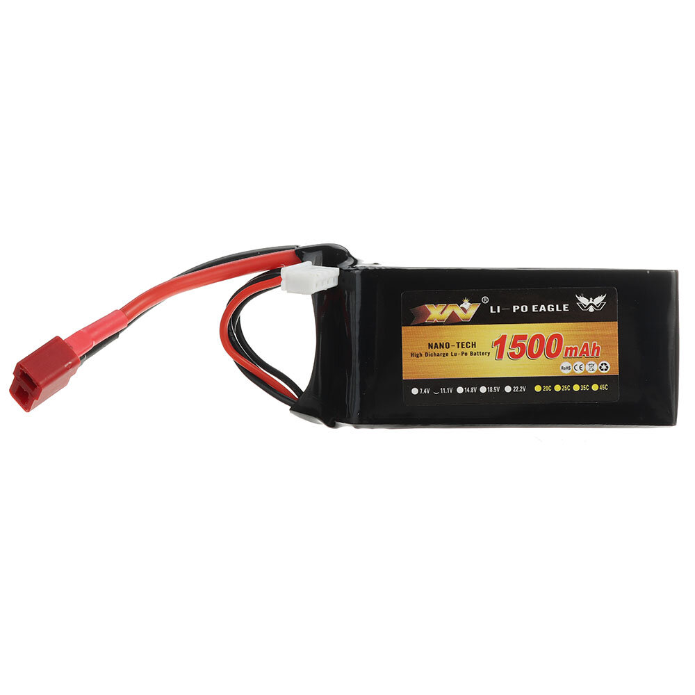 XW Power 11.1V 1500mAh 25C 3S LiPo-batterij T-decanenstekker voor RC-auto