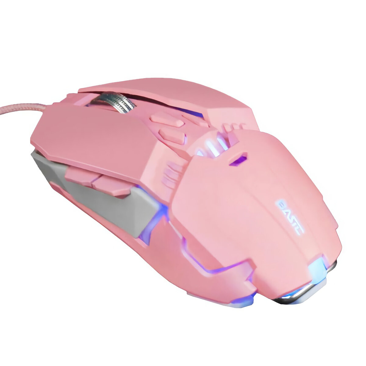 

Basic Wired Gaming Mouse 1000-6400DPI 7 Buttons Adjustable Counterweight 3D Roller LED Backlit Pink Mechanical Mouse for