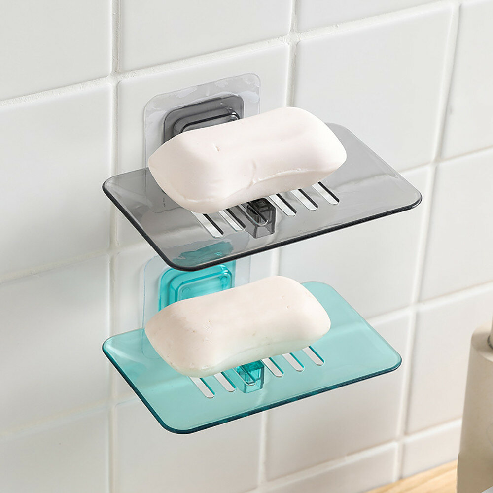 Wall-mounted Drain Soap Box Holder Dish Bathroom Organizer Storage Box Practical 