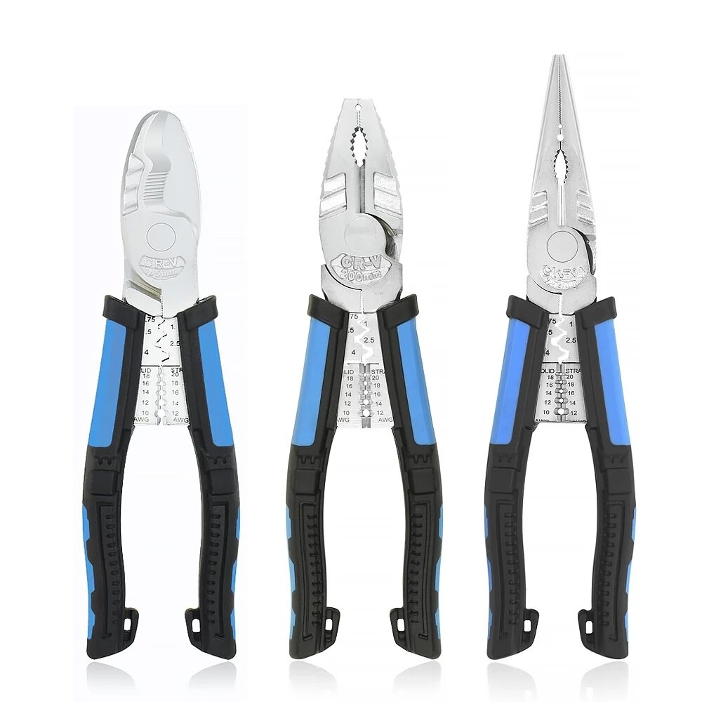 Drillpro 8inch Multitool Long Nose Pliers Wire Stripper Side Cutters Pliers Crimping...