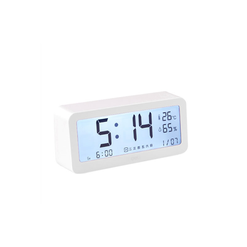 DELI LCD Smart Home Clock Silent Sleeping Voice Report Smart Clock Vochtigheid Temperatuur Opladen D