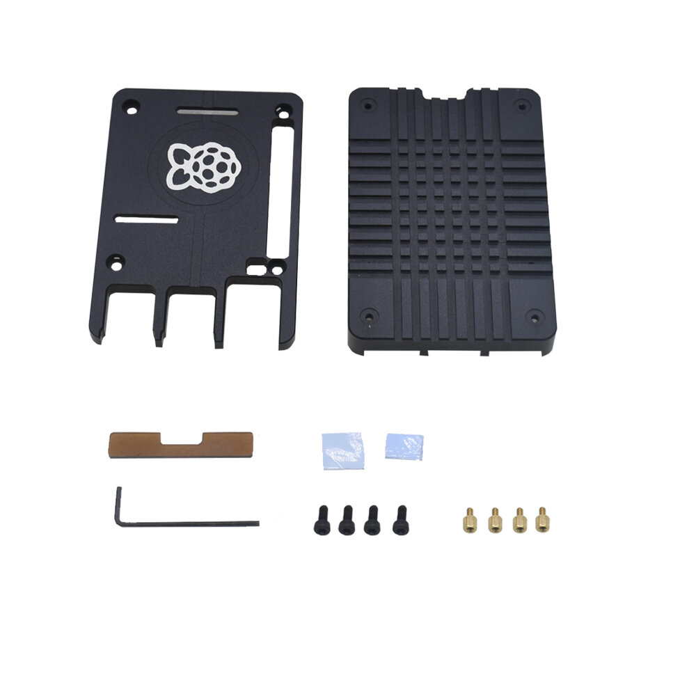 

Aluminum Alloy Case Ultra-thin CNC Metal Shell Passive Cooling Black Enclosure Box for Raspberry Pi 4 Model B