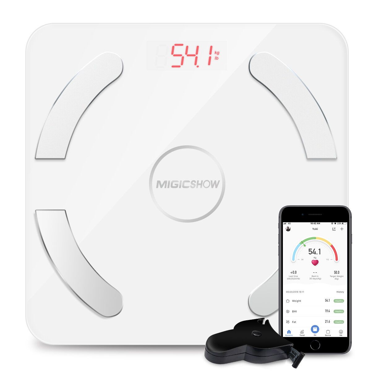 MIGICSHOW WiFi Bluetooth Smart Body Fat Scale LED Digital Weight Scale