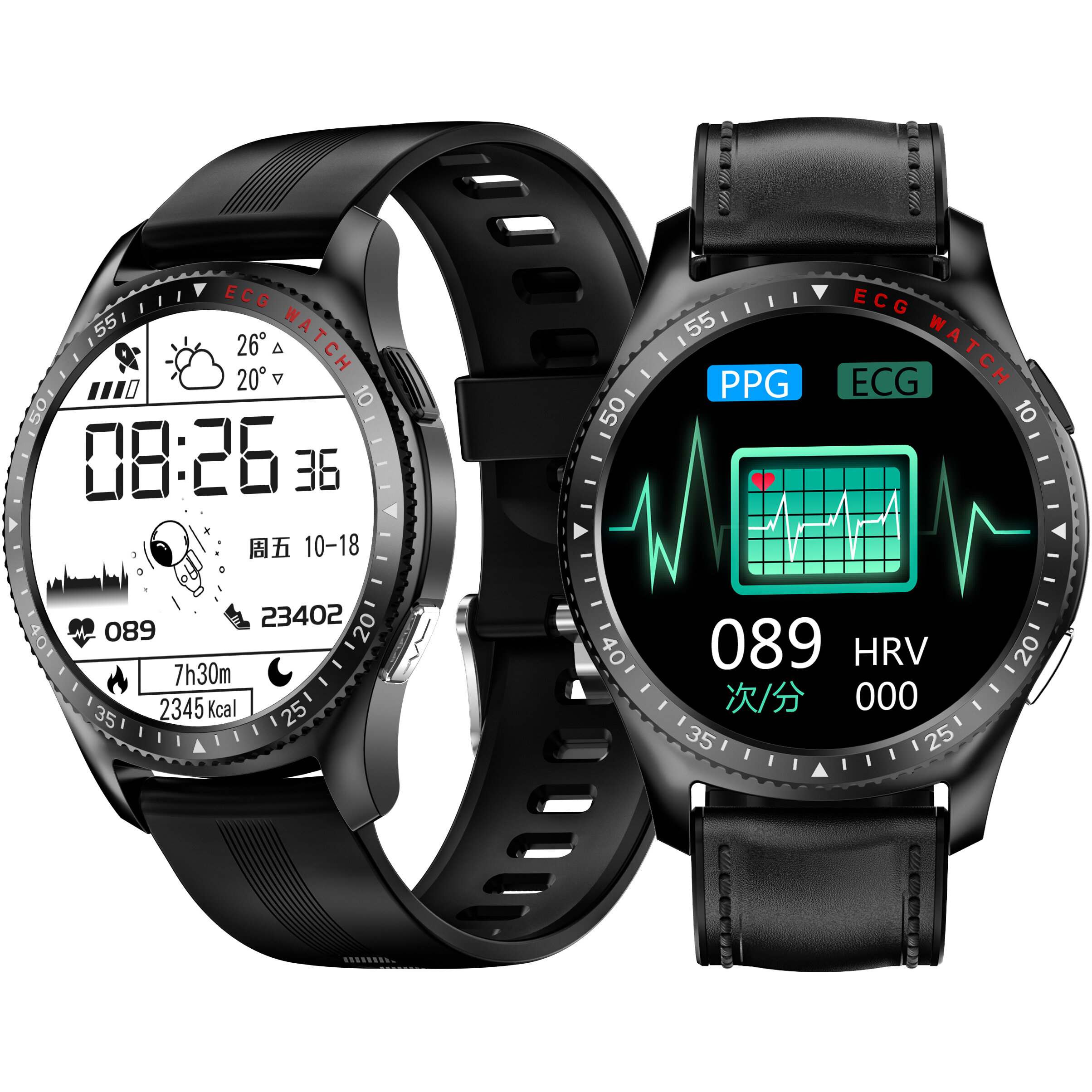 

Bakeey ES08 1.28 inch Full-Touch Screen ECG+PPG Heart Rate Blood Pressure Oxygen Respiratory Rate Monitor BT Call IP67 W